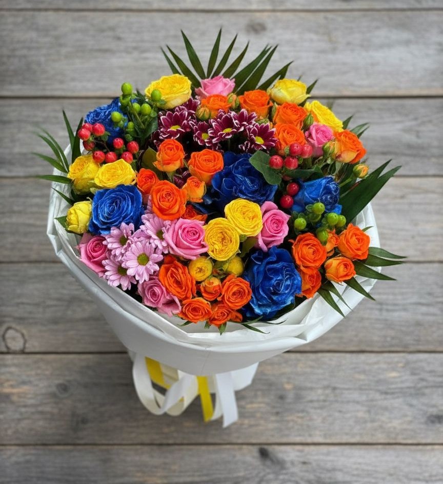 Букет цветов из: Розы и Хризантемы в Обухово