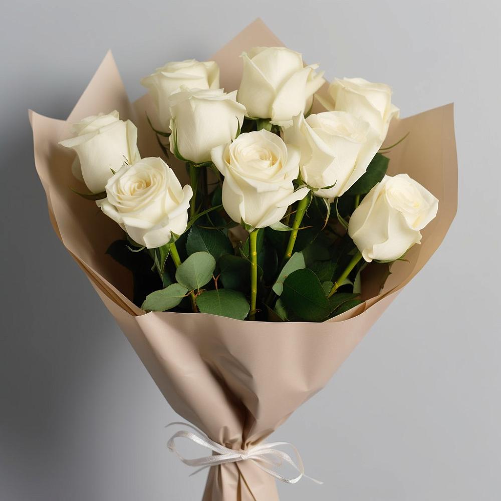 Букет 9 Белых роз Эдлесс Лав в Обухово