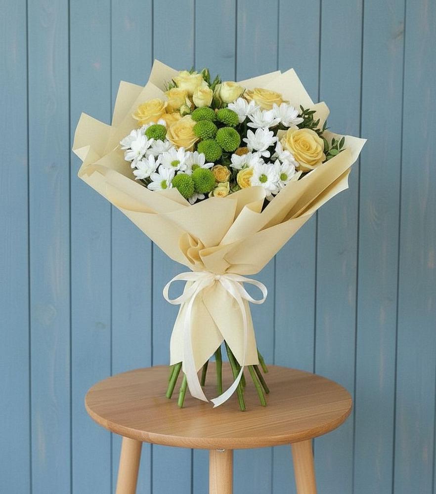 Букет цветов из: Хризантемы и Розы в Обухово