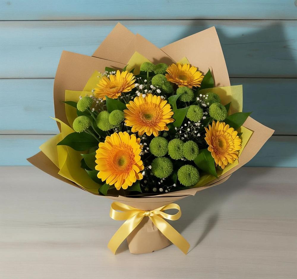 Букет цветов из: Герберы и Хризантемы в Обухово