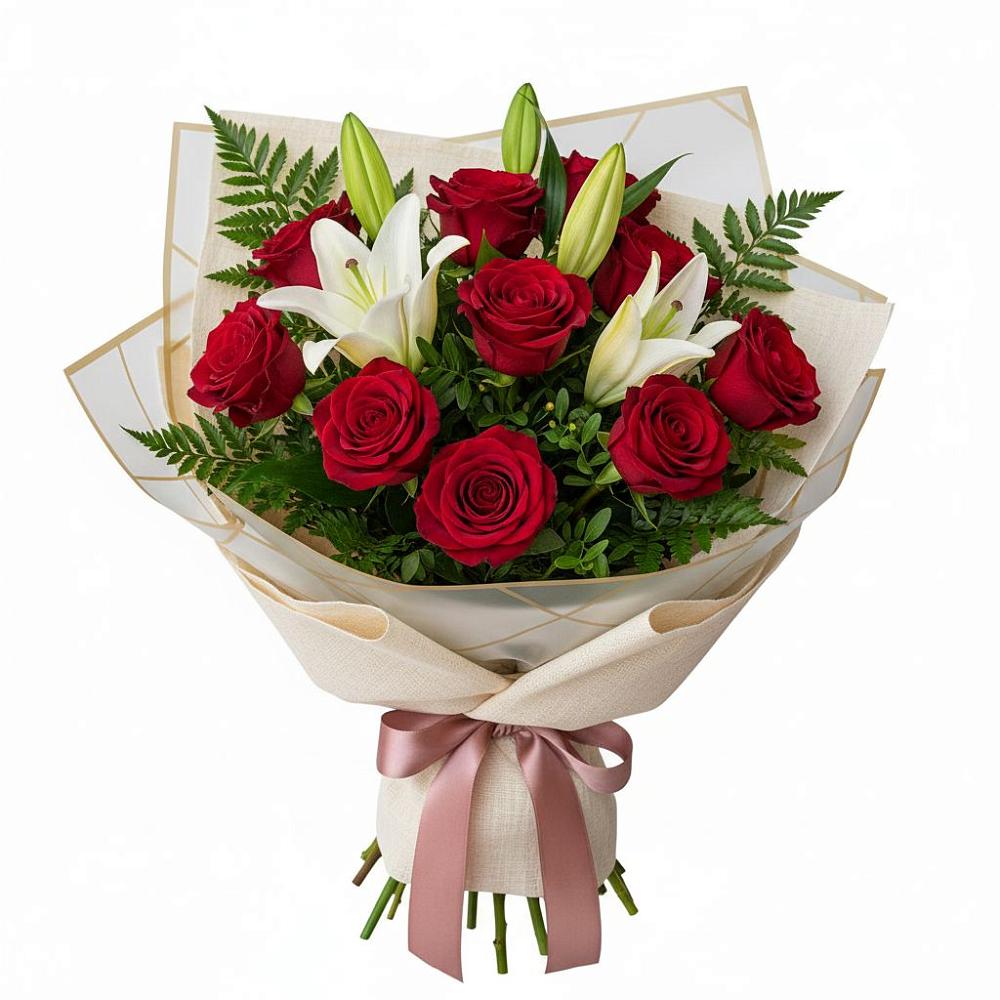 Букет цветов из: Лилии и Розы в Обухово