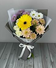 Букет цветов из:  Розы, Герберы и Хризантемы в Обухово