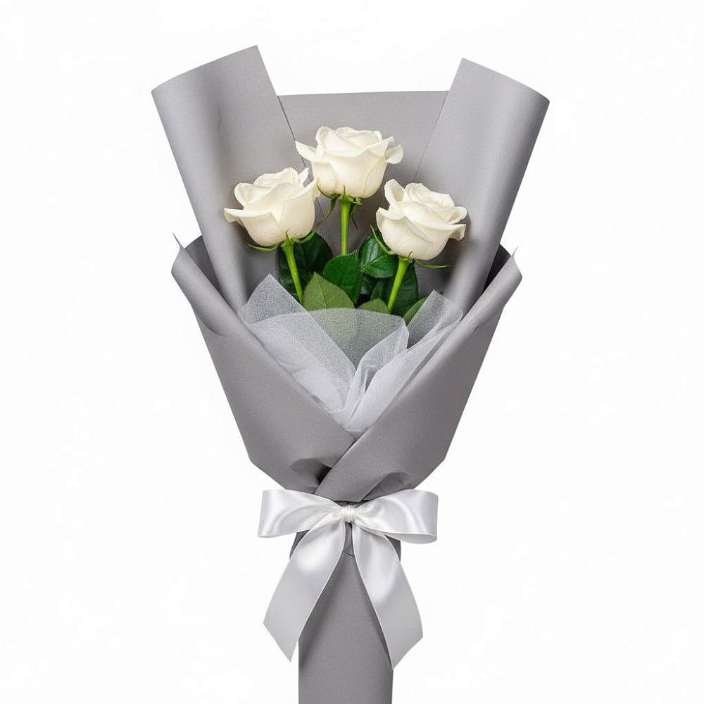 Букет 3 белые розы в Обухово