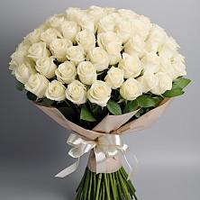 Букет 101 беля роза Белоснежка в Обухово