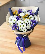 Букет цветов из:  Розы, Ирисы и Хризантемы #REPLACE_PRED# Обухово