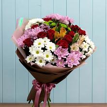 Букет цветов из:  Розы, Хризантемы и Альстромерии в Обухово