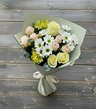 Букет цветов из:  Альстромерии, Розы и Хризантемы в Обухово